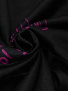 Teen Girls 2pcs Set: Graphic Print Round Neck T-Shirt + Deep Pink Cargo Pants - Hot Pink - View 4