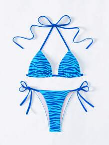 SHEIN Swim 2pcs/Set Random Floral Print Bikini Swimsuit, Holiday Beach - Multicolor - View 3