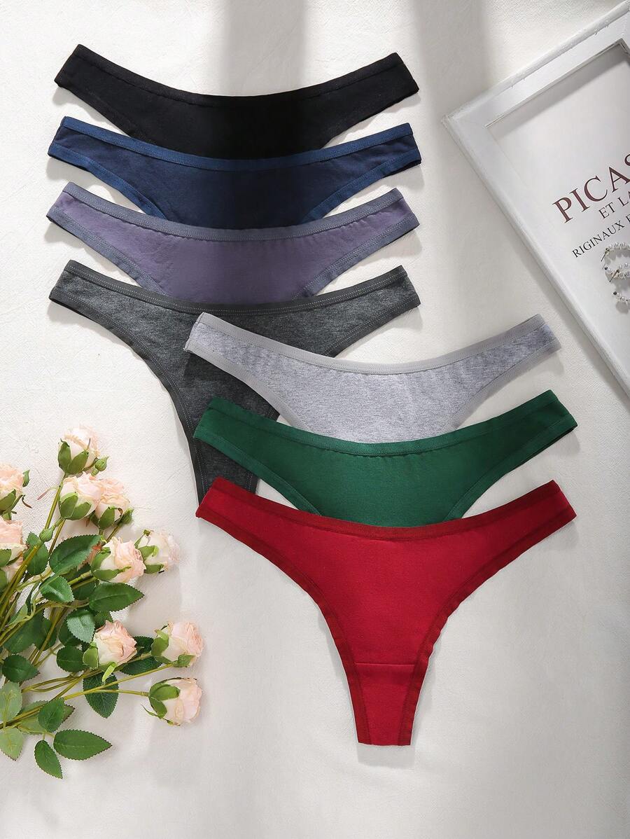 SHEIN 7 Pcs/Set Seamless Underwear, Solid Color Fashion, Suitable For Summer - Multicolor - View 1