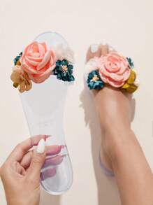 CUCCOO CHICEST CUCCOO Women's Summer Flip Flops Fashionable Round Toe Beach Sandals - Clear - View 6