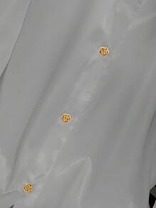 SHEIN Clasi 女士优雅简约花卉纽扣长袖衬衫，适合通勤 - 淺灰色 - 查看 3