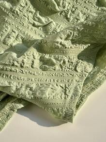 Comfortcana 大码女式绿色羊羔绒领衬衫，夏季，度假女装 - 綠色 - 查看 5