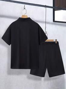 2 Stücke/Set Lässiger urbaner Resort Outdoor Sport Polohemd Anzug für Teen Jungen, bequem für den Sommer