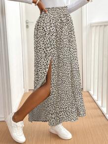 SHEIN Frenchy Women's Ditsy Floral Side Slit Hem Casual A-Line Skirt Summer - Multicolor - View 3