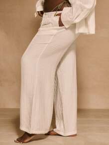 MUSERA Plus Size Mid Rise Drawstring Wide Leg Casual Sexy Cute Elegant Trousers Boho For Summer Vacation Swim Holiday For Summer Easter Beach Classy Casual Dailywear Everyday Wear Cover Up Beachwear