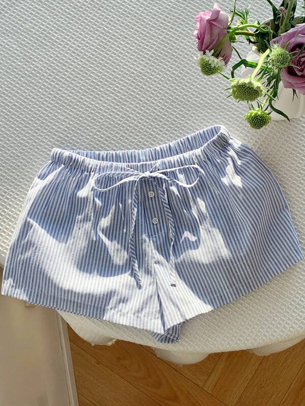 Comfortcana Women's Summer Casual Striped Drawstring Waist Shorts
