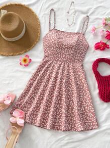 Soleia WYWH Vacation Spring Break Ditsy Floral Tie Backless Cami Pink Mini Dress,Summer Dresses For Women,Pastel Dresses For Women - Baby Pink - View 7