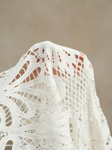 Anewsta Đầm dài tay thanh lịch thắt eo thêu ren cho nữ - trắng - Xem 7