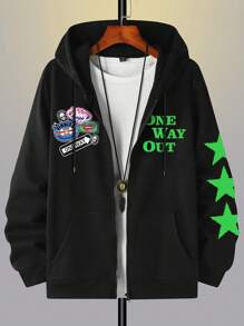 Manfinity Hypemode Men's Simple & Fashionable Summer Open Sweatshirt Sweatshirt - Black - View 3