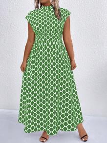 SHEIN Clasi 加大圆点印花立领连衣裙 女式超长款服装 - 彩色 - 查看 4