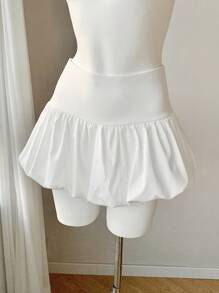 SHEIN EZwear Women's Solid Color Short Blossom Skirt