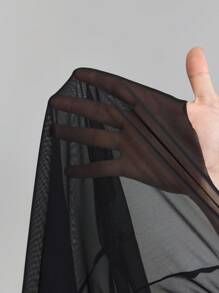 Ontre 2025 Spring Summer Women's Simple Solid Mesh Sheer Mock Neck Sleeveless T-Shirt/Camisole Tank Top/Vest, Black See-Through Summer Top, Elegant & Sexy,See Through Top,Christmas, New Year - Black - View 7