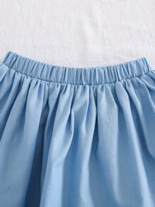 Cozy Pixies 2Pcs Baby Girl Floral Print Round Neck Ruffle Hem Top And Elastic Waist Shorts Set - Blue - View 7