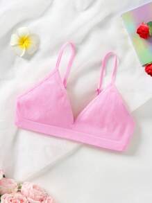 Seam-Knitted Wireless Comfortable Pullover Knitted Nylon Teenage Girls Underwear In Pink - Pink - View 1