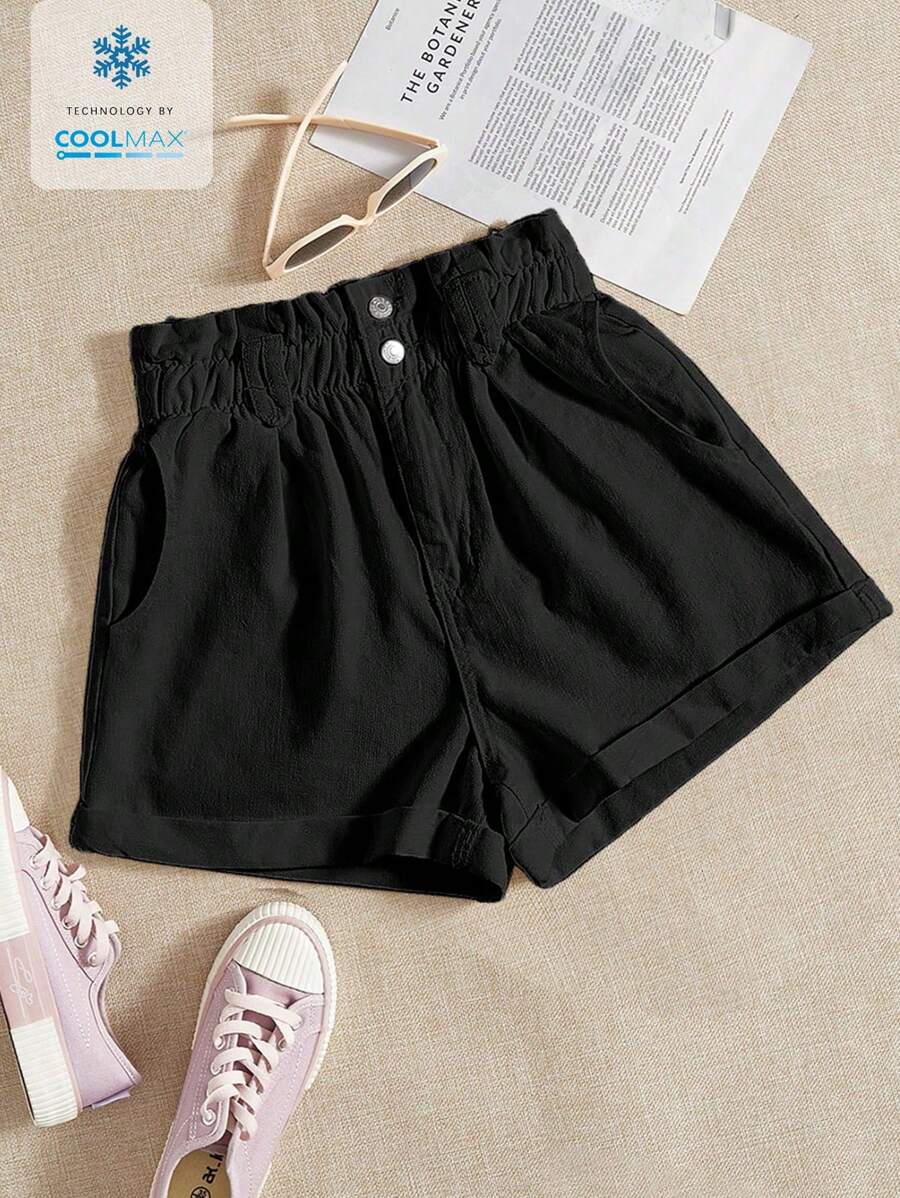 Breezaya 女士松紧腰口袋宽松休闲百搭牛仔短裤