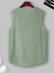 Manfinity Homme Men's Plain Sleeveless Fashionable For Summer Muscle Shirts For Men Men Sleeveless Men Muscle Shirts Men Summer Tops - Mint Blue - View 2