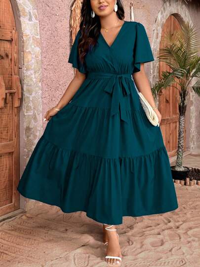 SHEIN LUNE Plus Size Casual Solid Color Long Dress