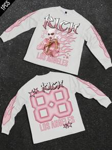 Manfinity EMRG Men's Casual Graphic & Letter Print T-Shirt, Spring/Autumn Concert Top - White - View 1