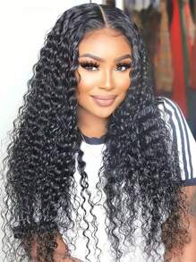 杰瑞卷曲蕾丝闭合假发 深卷曲闭合假发 女士卷曲人发假发 水卷曲 4x4 蕾丝前假发 人发