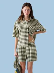 COUREZ Boxer Summer Check Shorts Y2K Vintage - Yellow - View 4