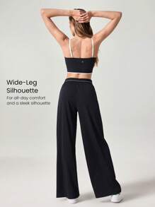 GLOWMODE 速干提花松紧腰阔腿裤带侧袋日常休闲装