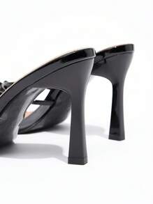 CUCCOO CHICEST New Fashion Versatile Crystal Bowknot Strap Stiletto High Heel Sandals - Black - View 6