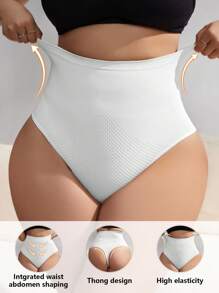 SHEIN Quần legging bó sát liền mạch cỡ lớn - trắng - Xem 1