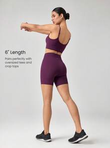 GLOWMODE 6" FeatherFit™-Sculpt Pantaloncini corti ciclisti attivi con controllo della pancia e sollevamento del sedere, pronto per correre, medio impatto, per running, jogging, allenamento in palestra