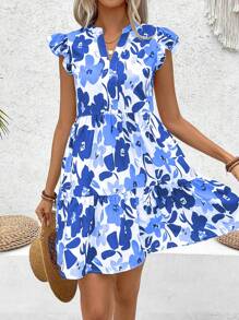 Breezaya Vestido de verano de moda con escote en V y sin mangas para mujer - Azul - Ver 6