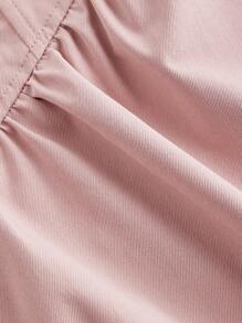 SHEIN MOD Lace Up Front Flare Skirt - Baby Pink - View 4