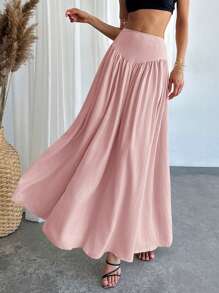 Firerie Women's Ruched High Waist A-Line Skirt With Real Pockets, Elegant - Pink - View 3