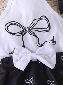 Souflis Souflis Baby Girl Bow Print Halter Top And Multi-Ruffle Edge Skort Fashion Set - Black - View 6