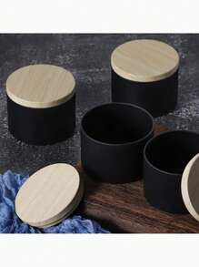 12 件 8/4 盎司蜡烛罐，带金属木纹盖 - 非常适合 DIY 制作蜡烛、工艺品、储存、礼物、情人节、情人节婚礼、生日 - 黑色 - 查看 6
