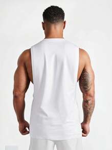 SHEIN Manfinity Dauomo Men's Fashion Casual Plain T-Shirt, Suitable For Summer - White - View 2