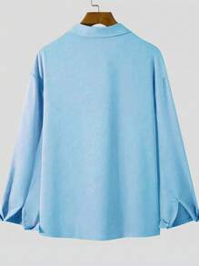 Manfinity Homme Loose Fit Men's Solid Color Shirt, Suitable For Summer - Baby Blue - View 2