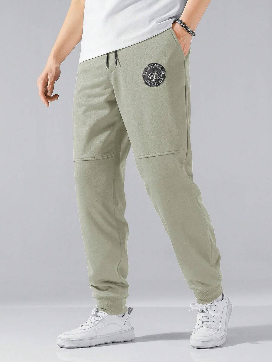 Manfinity Homme Men's Casual Graphic Decor Drawstring Waist Jogger ...