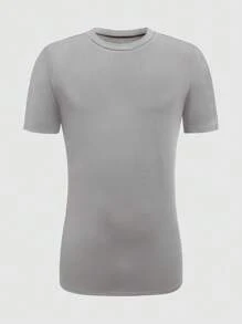 SHEIN Manfinity Dauomo Casual Versatile Solid Color Short Sleeve T-Shirt For Men - Grey - View 5