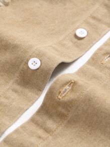 Manfinity Homme Men's Casual Distressed Washed Denim Shirt Men's Casual Shirts - Khaki - View 5