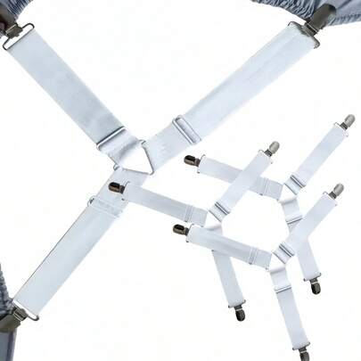 4pcs/Set Adjustable Bed Sheet Fasteners, Adjustable Triangle Elastic Suspenders ,Gripper Holder Straps Clip For Bed Sheets,Mattress Covers, Sofa Cushion,Sofa Cover Sheet Buckle, Quilt Clips, Metal Clamps