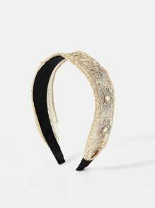 MOTF PREMIUM FLORAL EMBROIDERED HEADBAND HAIR HOOP - Beige - View 6