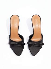 CUCCOO CHICEST Latest Fashionable Versatile Crystal Bowknot Strap Stiletto High Heel Sandals For Christmas Summer - Black - View 4