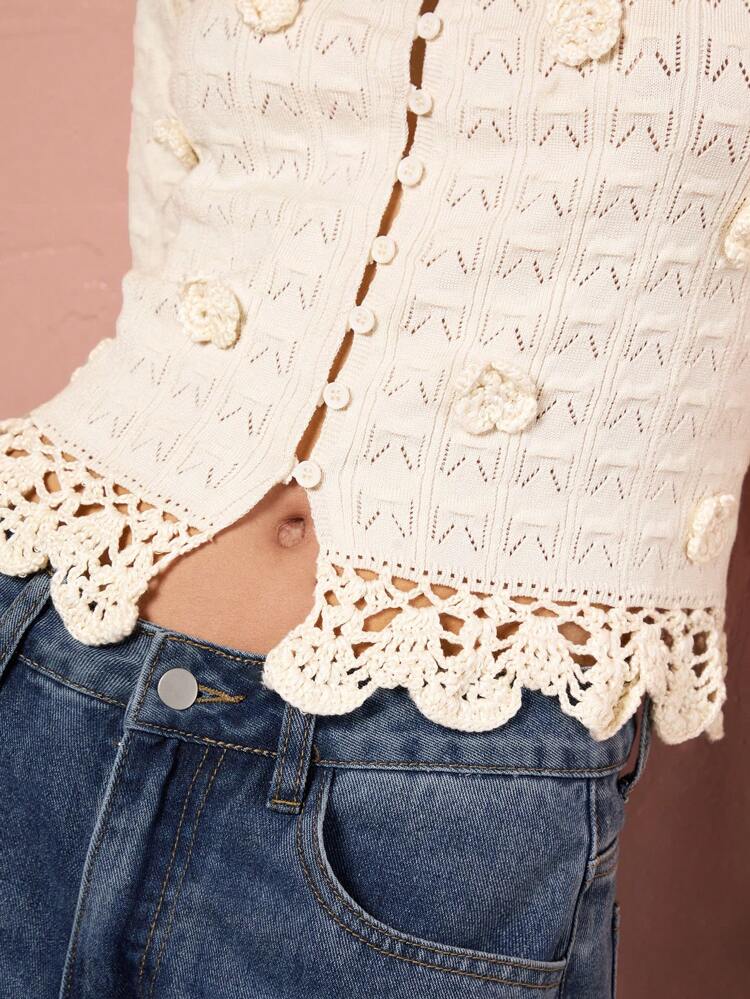 SHEIN Maija 2025년 여름 신상 웨딩 게스트 모던 우아한 브런치, 공항, 보헤미안 휴가 스타일, 음악 페스티벌, 부활절, 졸업, 일상 캐주얼 U넥 플로우이 꽃잎 크로셰 디자인 섹시한 민소매 니트 탑 여성용 파티 데이트