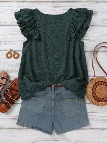 SHEIN LUNE Blusa de manga corta con escote en V y estampado de leopardo para mujer de talla grande, para uso en primavera, vacaciones, festivales de música, conciertos, Boho, Ibiza, Nashville, rave, entre otros.