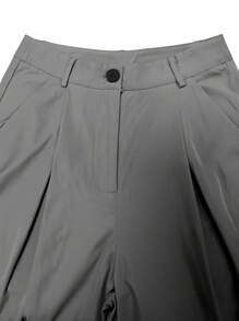 Pariaura 1pc Women's Solid Color Pleated Wide Leg Loose Pants, Suitable For Commuting & Casual Wear Fall Cloth For Women