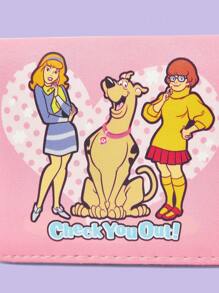SCOOBY-DOO X SHEIN 1pc Pink Polka Dot, Figure & Dog Print Small Wallet