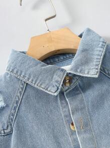 Mirajuku 男童牛仔短袖衬衫，适合大孩子的休闲夏季轻便衬衫