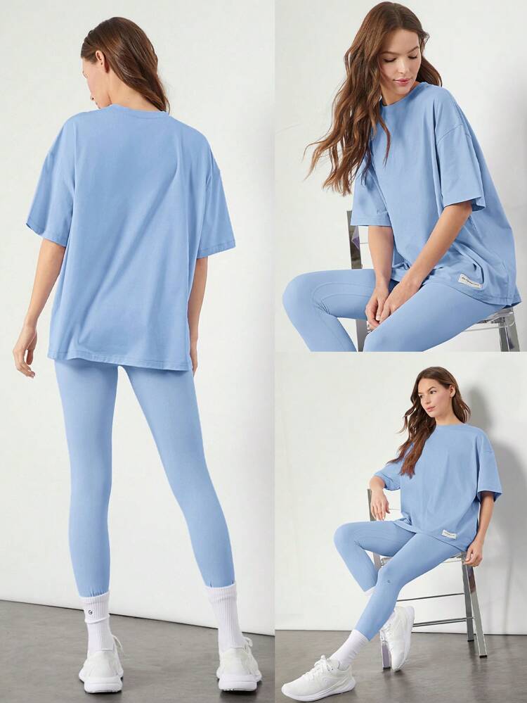 Pima Cotton Unisex Short Sleeve Round Neck Oversized Tee Daily Casual