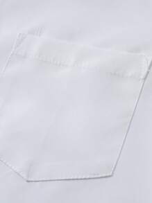 Manfinity Homme Men's Solid Color Short Sleeve Single-Breasted Pocket Casual Shirt - White - View 6