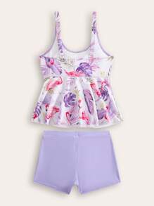 Tween Girl New Fashionable All-Over Print Camisole Style Bikini - Multicolor - View 2