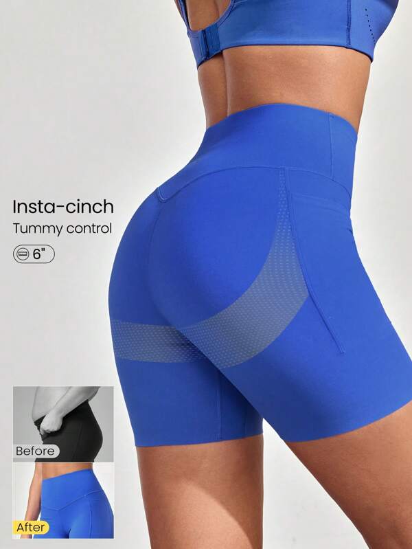 GLOWMODE 6" FeatherFit™-Sculpt Joy Run Tummy Control Butt-Lifting Non-Slip Side Pockets Training Biker Shorts Medium Impact Running Jogging Training Gym Workout